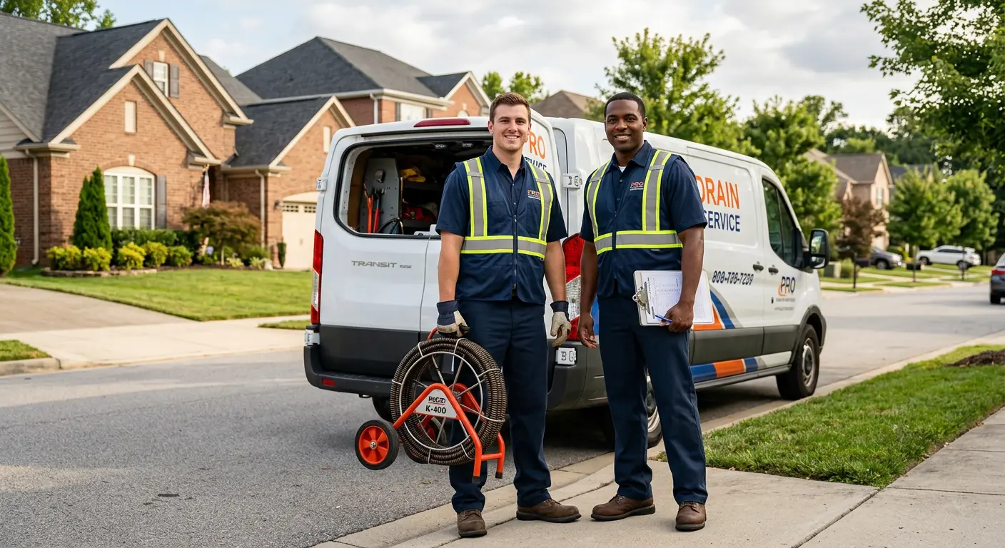 Sewer and drain service team with equipment ready for work in Merriam